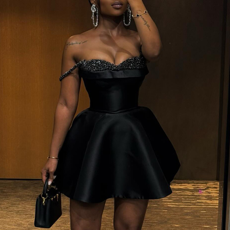 New Elegant Sequin Stitching Bandeau Sling Dress - Image 4