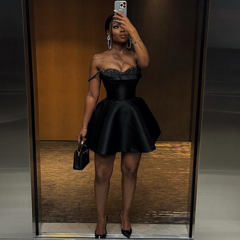 New Elegant Sequin Stitching Bandeau Sling Dress - Image 6